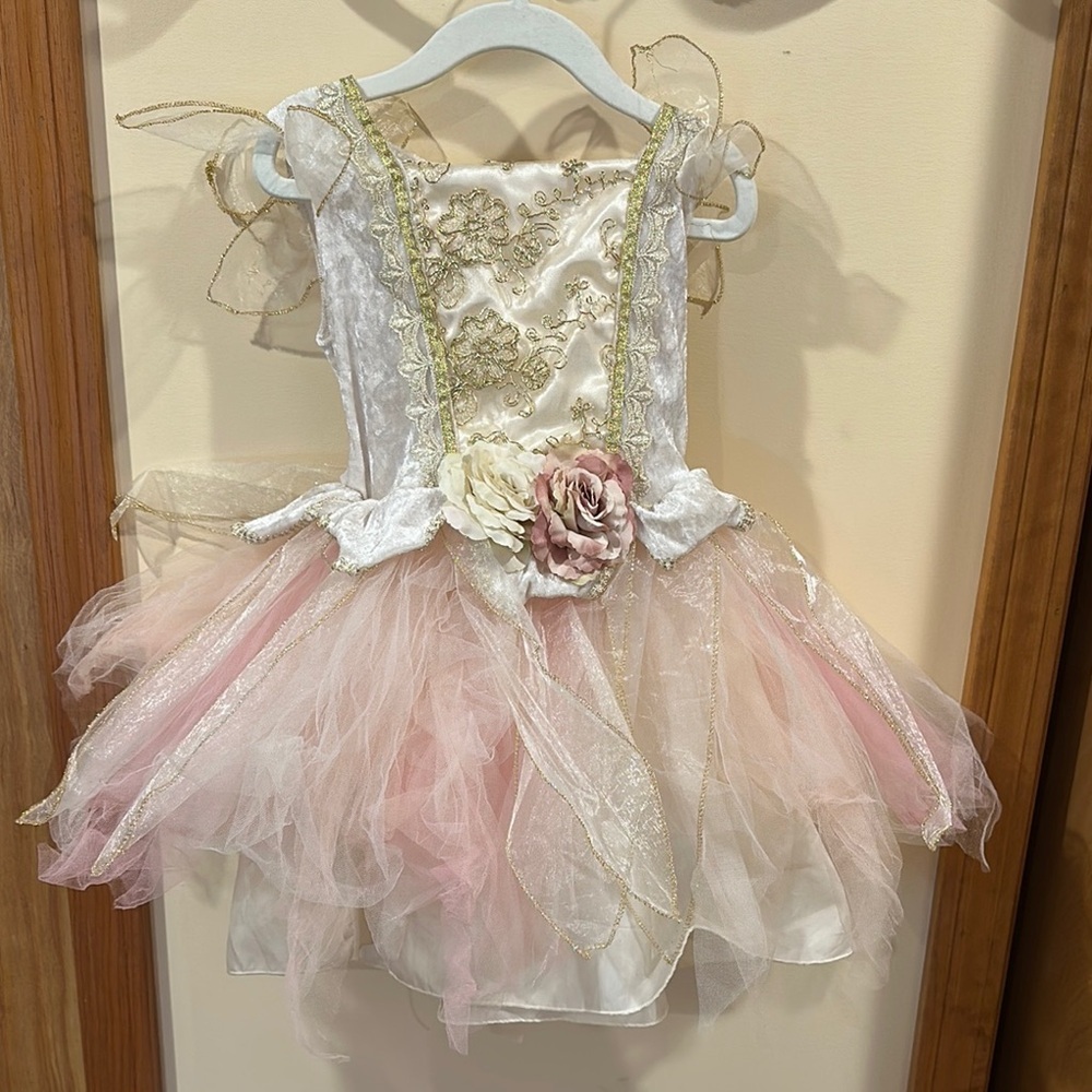 Pink and White Formal Dress with Lace Bodice and Tulle Skirt